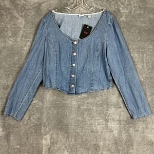 Levis Daryn Corset Denim Shirt Womens XL Long Sleeve Cottagecore Festival NWT
